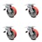Service Caster 6 Inch Red Poly on Cast Iron Caster Set with Ball Bearing and Total Lock Brake SCC-TTL30S620-PUB-RS-4 - alternate 3